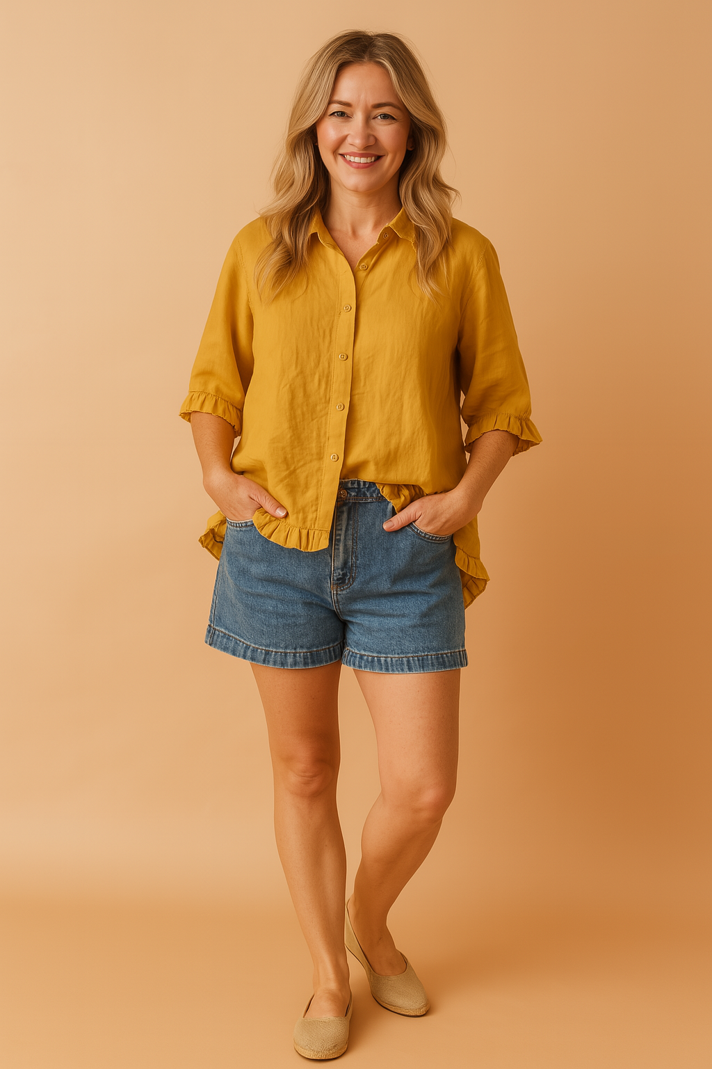 Aleksandra | Ruffled shirt blouse with a loose fit