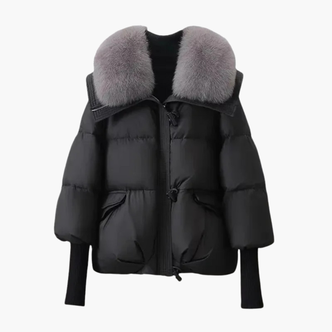 Black Puffer Jacket Women with Faux Fur Collar - Stylish Women's Winter Coats for Cold Weather