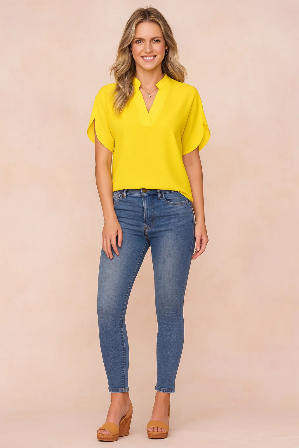 Emma | Stylish Short Sleeve Blouse with Slits on the Shoulders