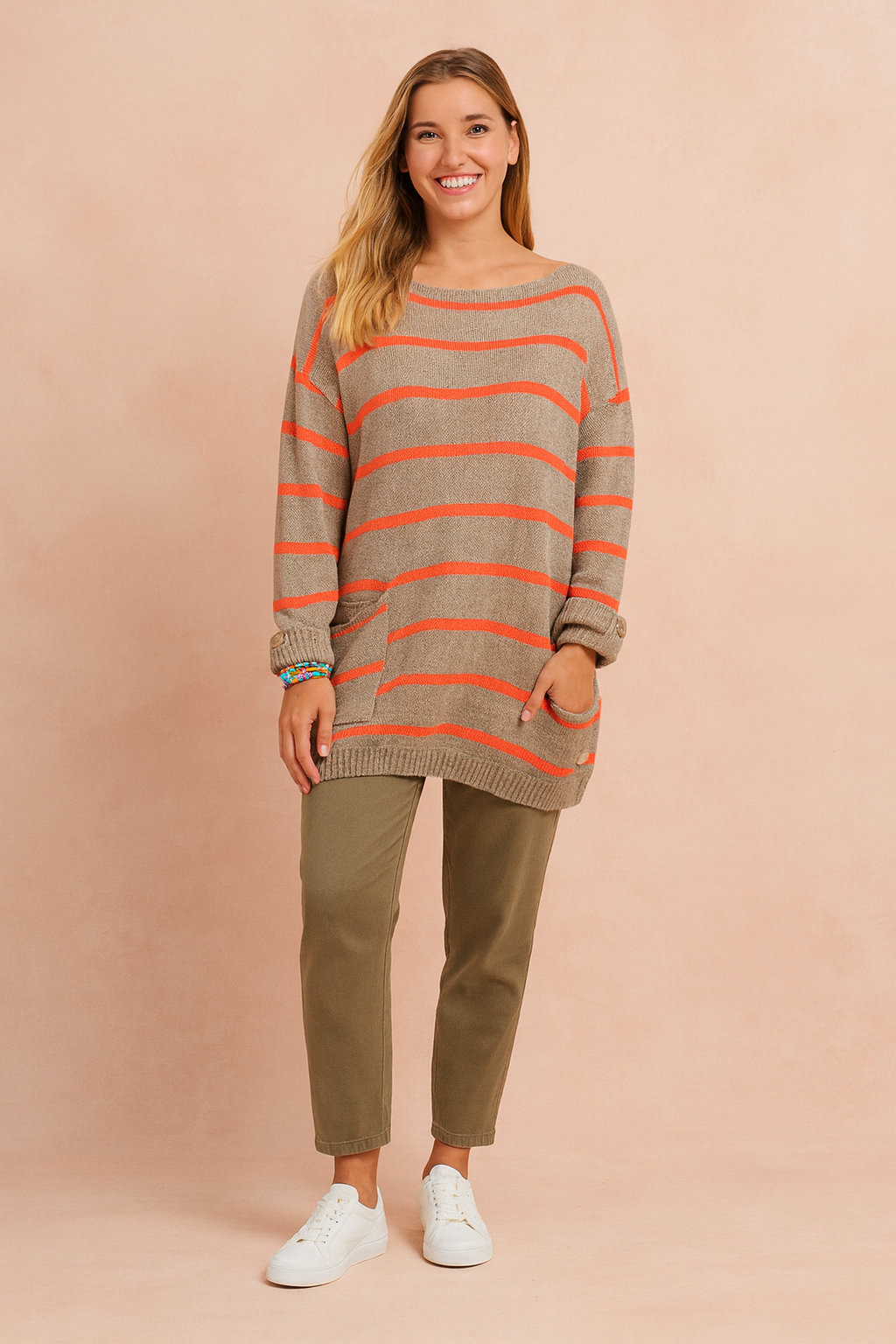 Magda | Oversized striped sweater with a boat neckline
