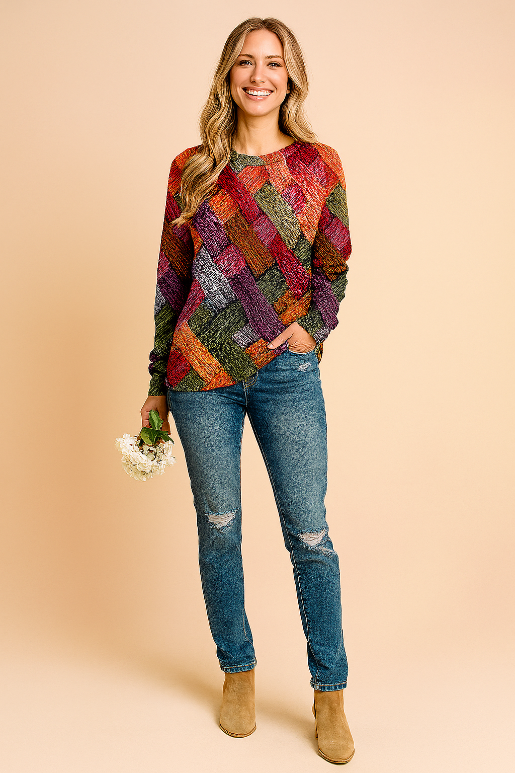 Monika | Sweater with a colorful woven pattern