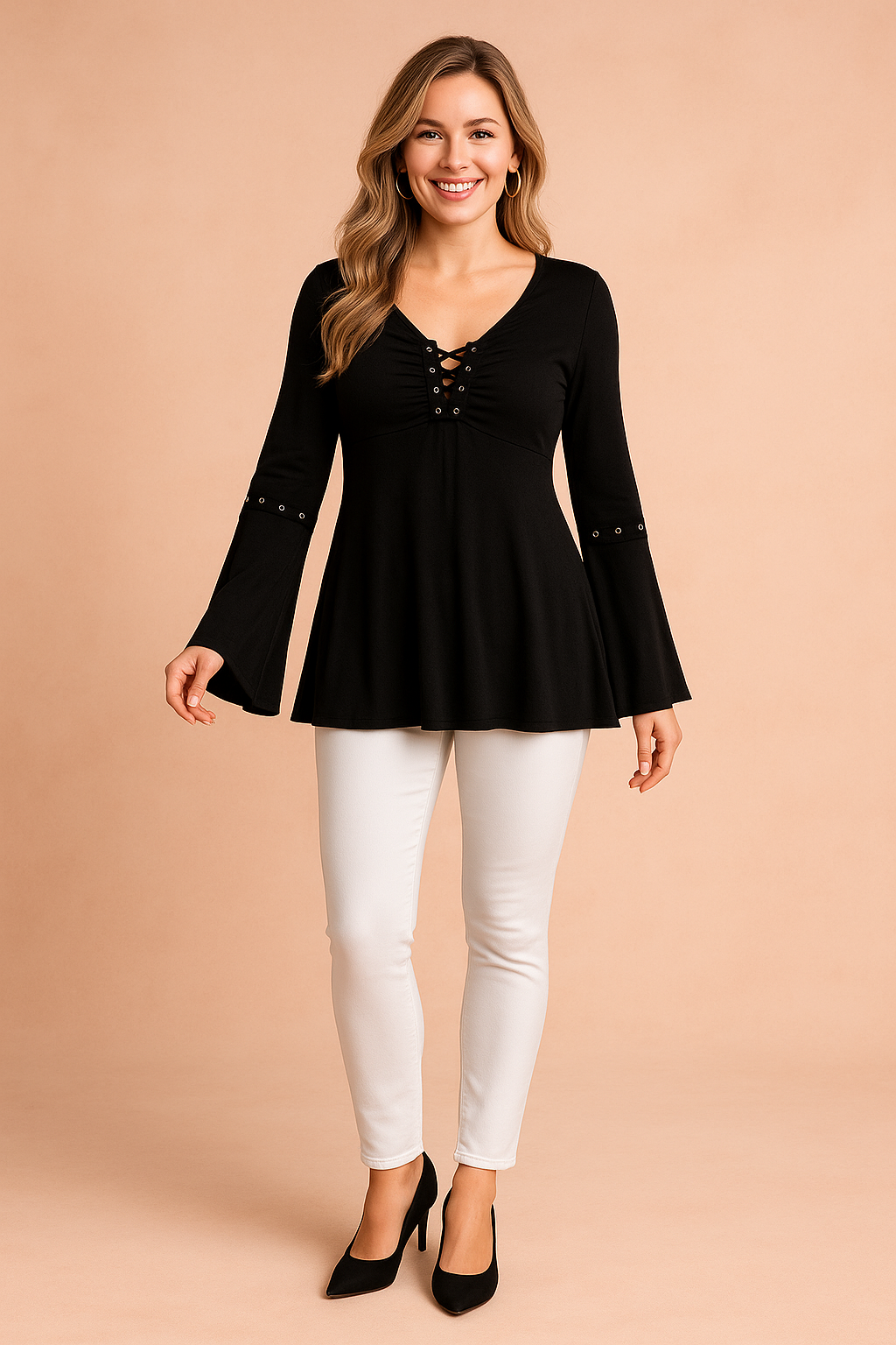 Selene | Tunic with flared sleeves and ties