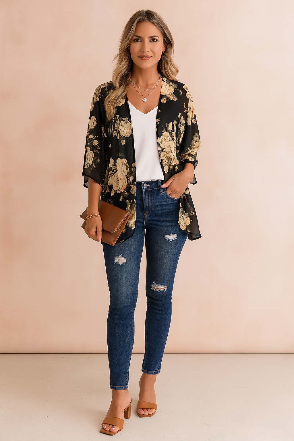 Women's Airy Kimono Lightweight Fabric Stylish Print