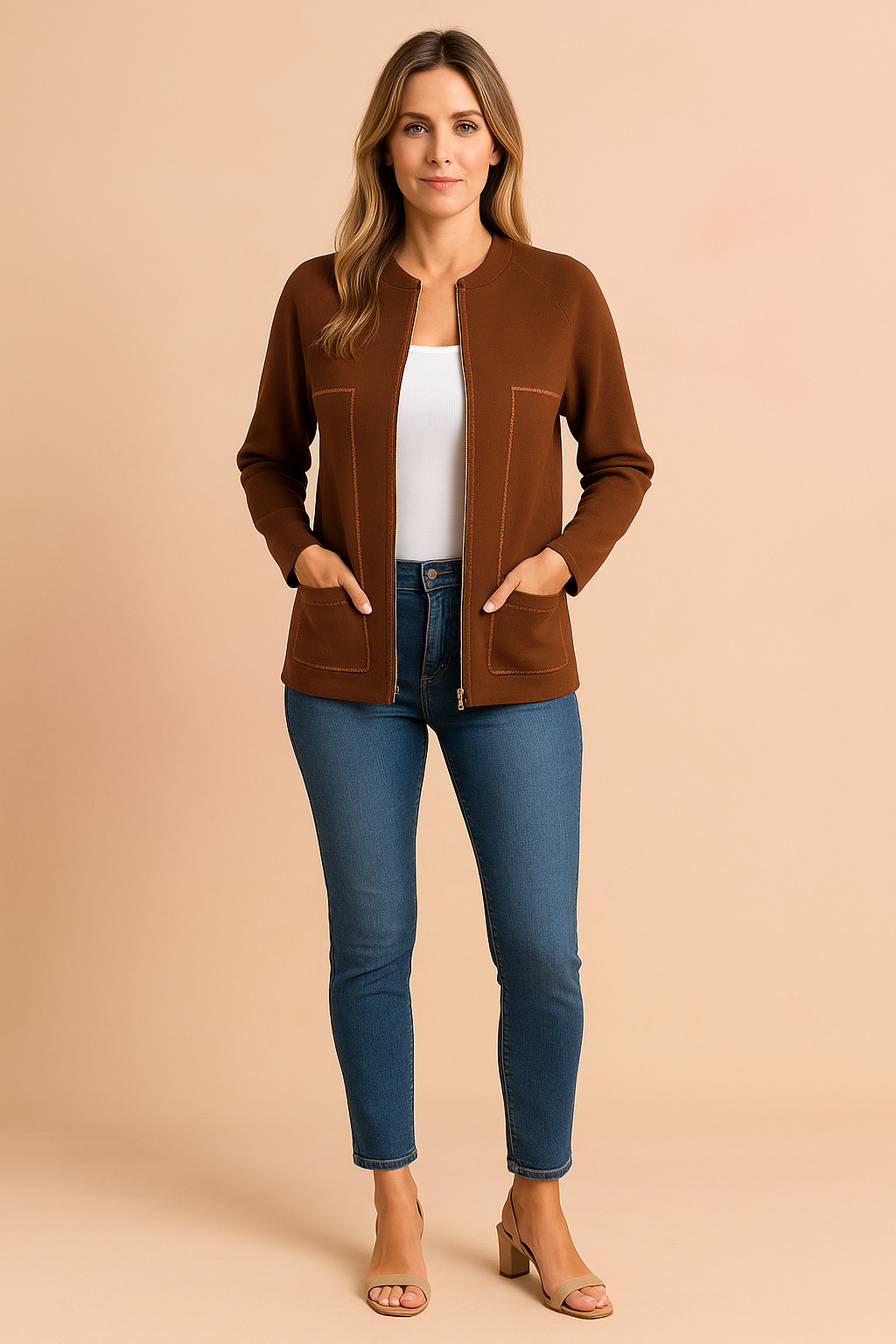 Women's Modern Blazer Stylish Zipper Design High-Quality Fabric