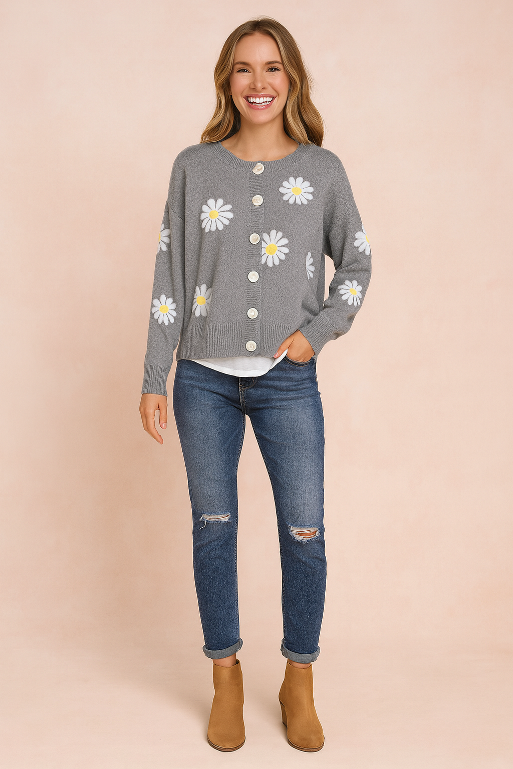 Zofia | Floral pattern cardigan with buttons