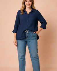 Aleksandra | Ruffled shirt blouse with a loose fit