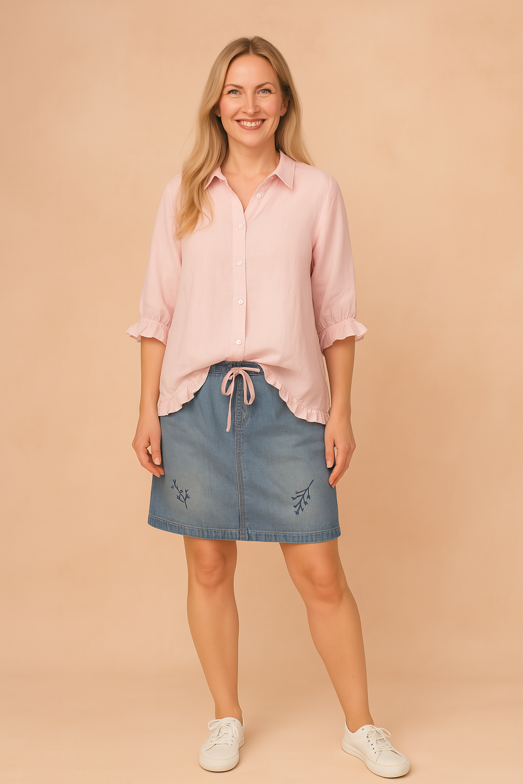 Aleksandra | Ruffled shirt blouse with a loose fit