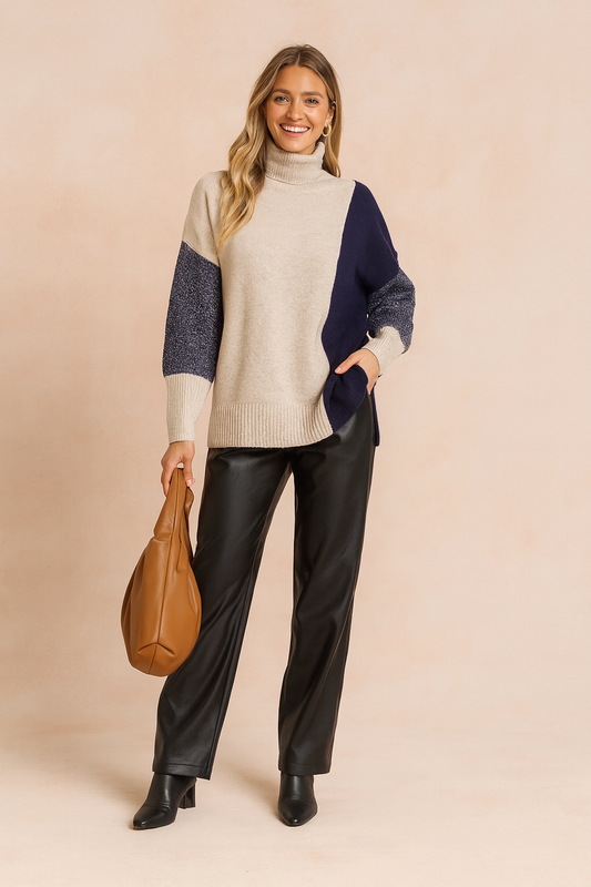 Amari | Patchwork Sweater in a Fashionable Style