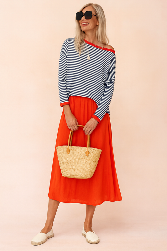 Amelia | Striped sweater with contrasting trim