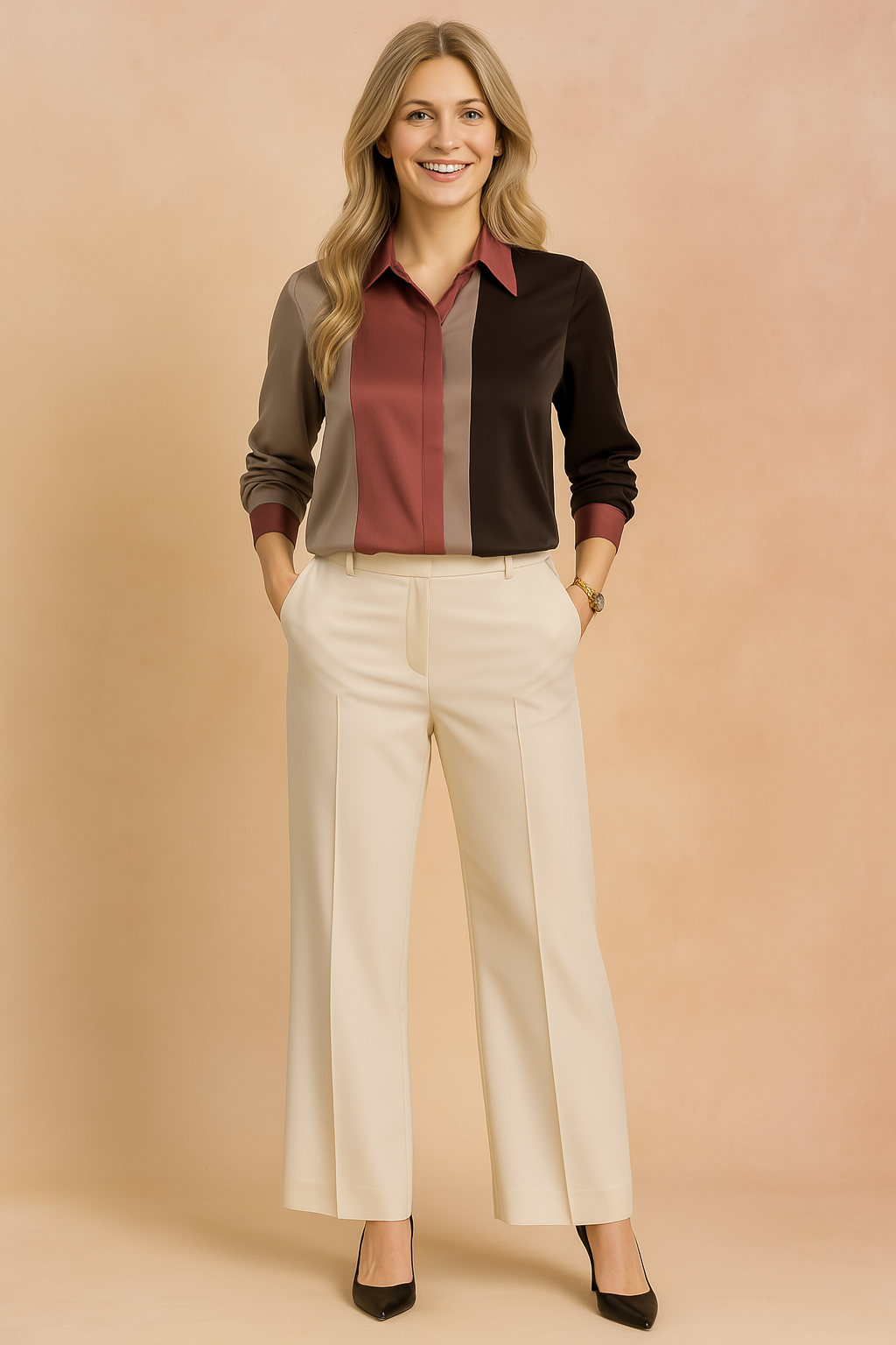 Aria | Elegant blouse with a fashionable contrast