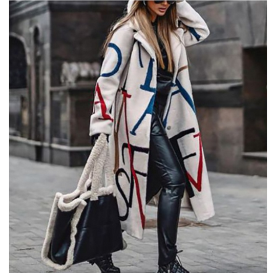 Aya | Long women's coat with stylish designer patterns