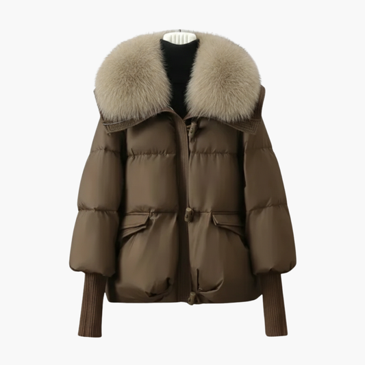 Black Puffer Jacket Women with Faux Fur Collar - Stylish Women's Winter Coats for Cold Weather