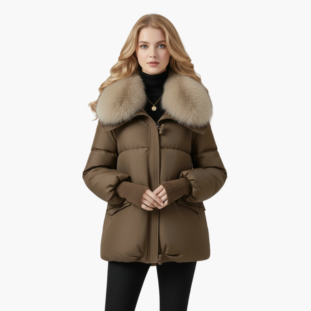 Black Puffer Jacket Women with Faux Fur Collar - Stylish Women's Winter Coats for Cold Weather
