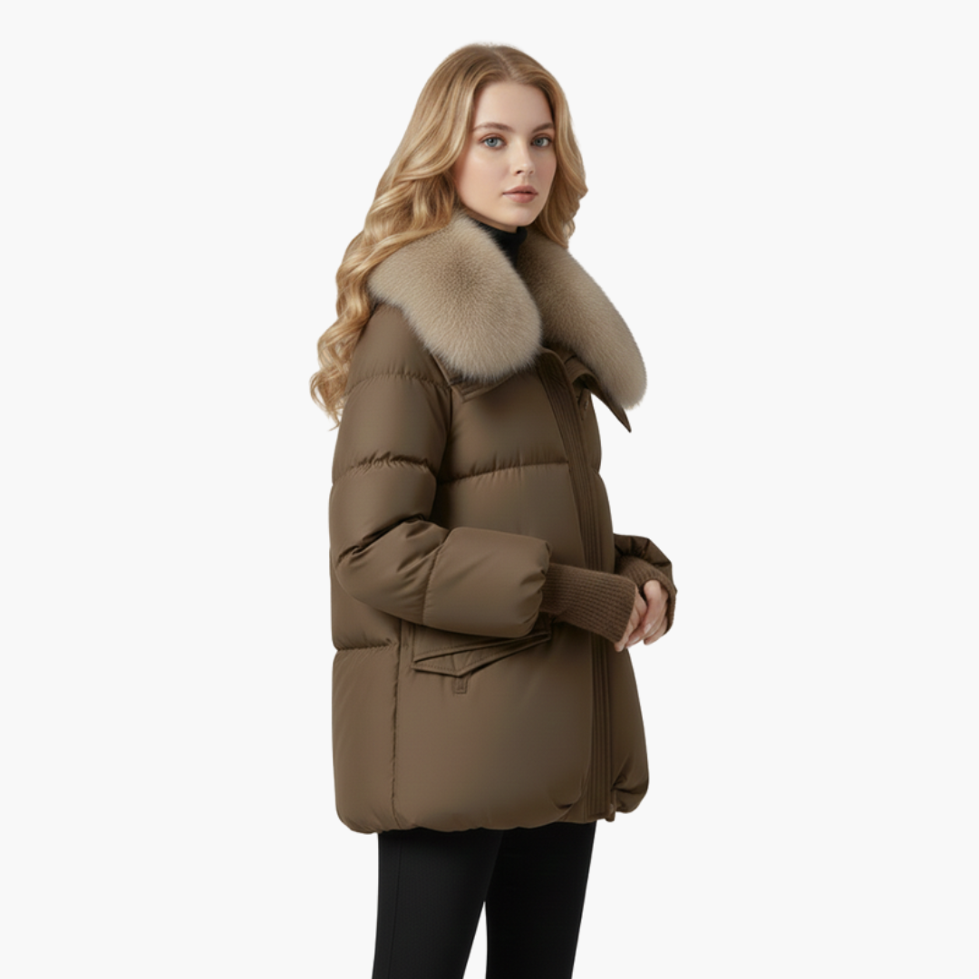 Black Puffer Jacket Women with Faux Fur Collar - Stylish Women's Winter Coats for Cold Weather