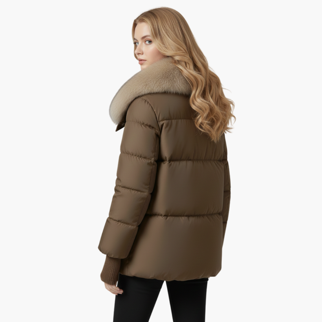 Black Puffer Jacket Women with Faux Fur Collar - Stylish Women's Winter Coats for Cold Weather