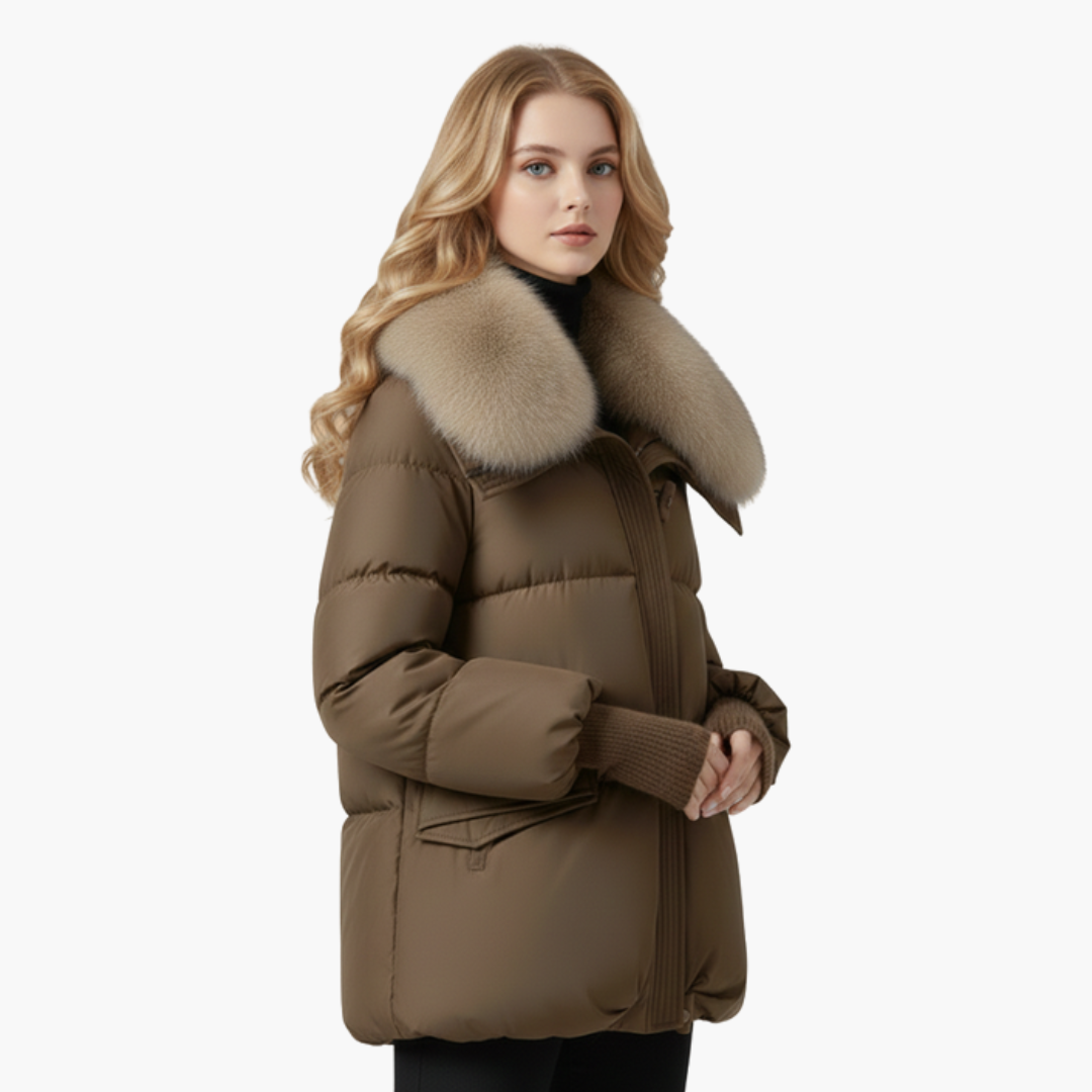 Black Puffer Jacket Women with Faux Fur Collar - Stylish Women's Winter Coats for Cold Weather