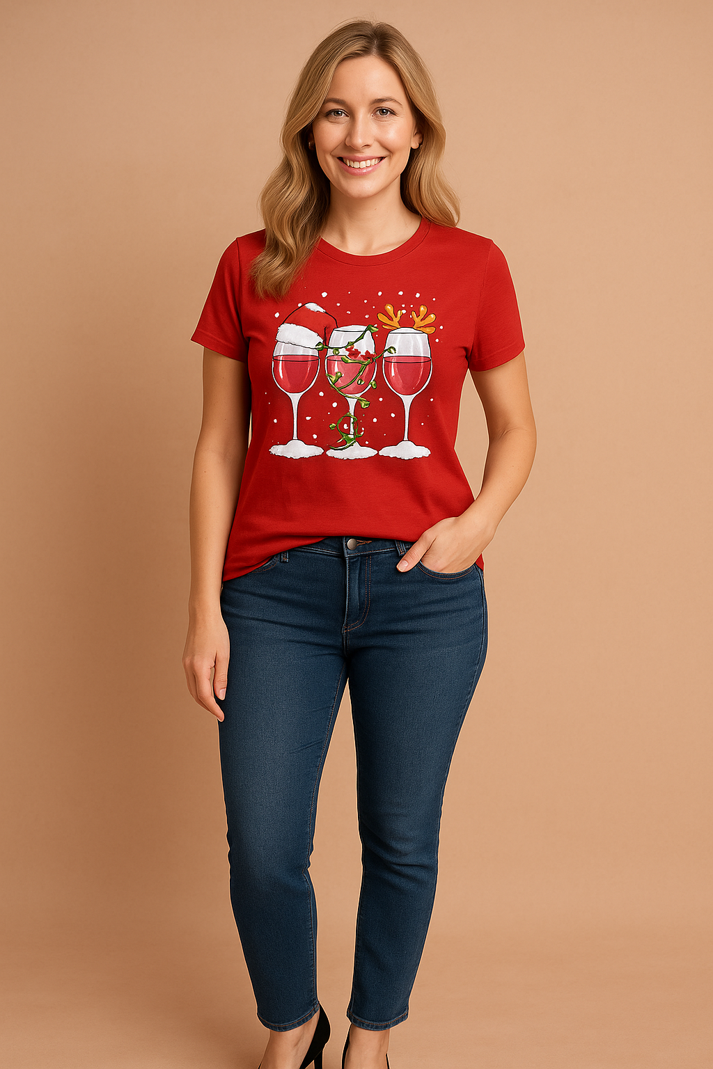 Caroline T-shirt | "Dear Santa, Bring Wine"