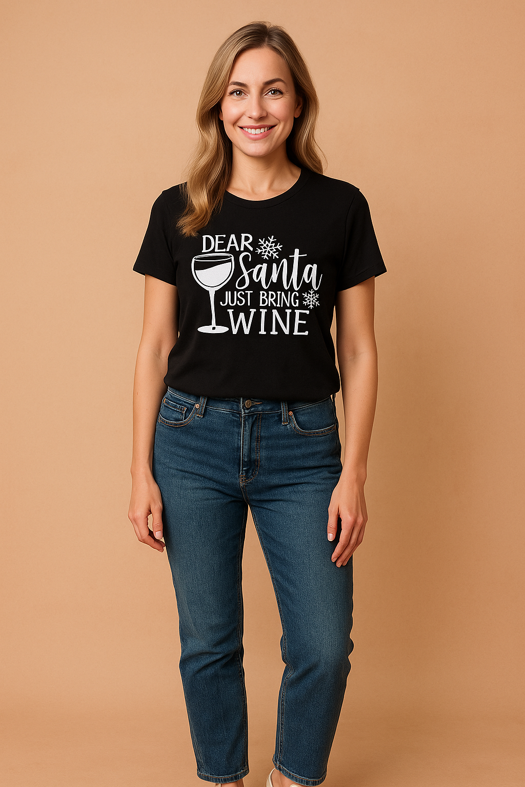 Caroline T-shirt | "Dear Santa, Bring Wine"