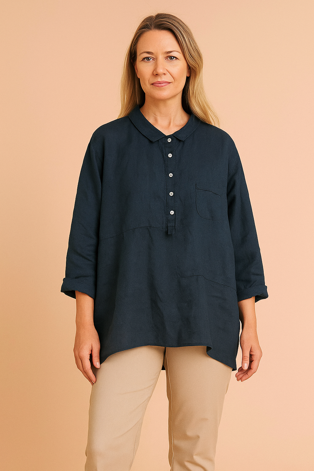 Cecilia | Women's Casual T-Shirt with Buttons and pocket