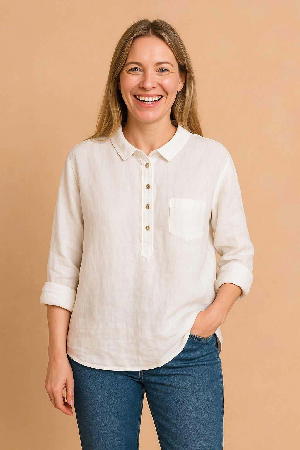 Cecilia | Women's Casual T-Shirt with Buttons and pocket