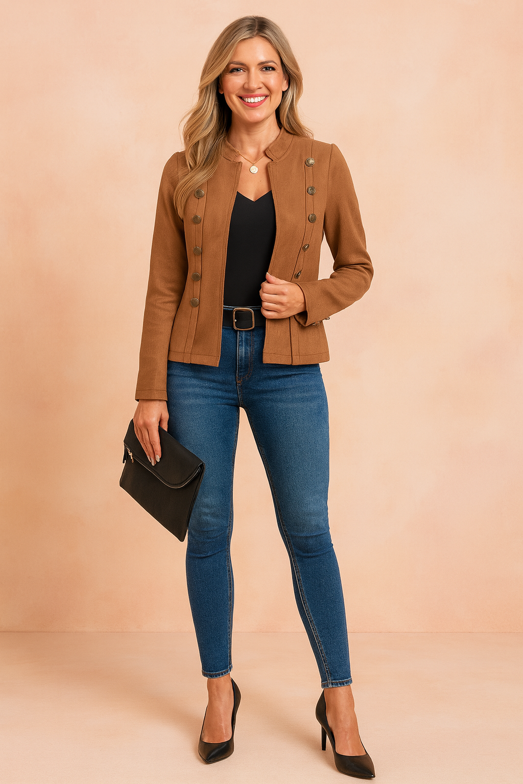 Natalie | Tailored Military-Inspired Short Jacket with Structured Fit