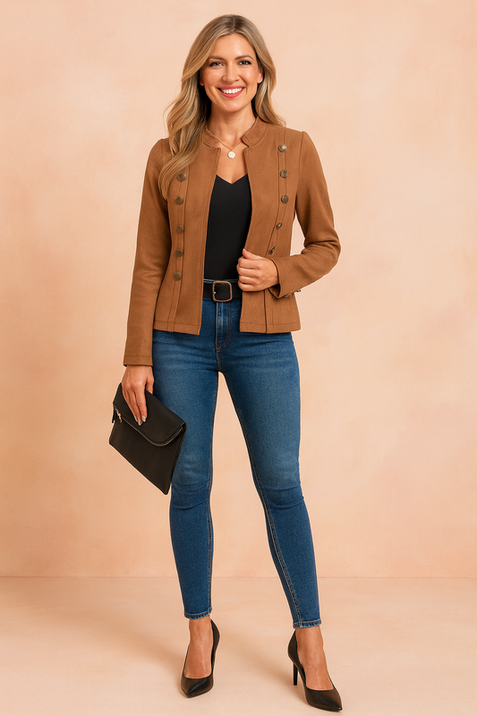 Natalie | Tailored Military-Inspired Short Jacket with Structured Fit