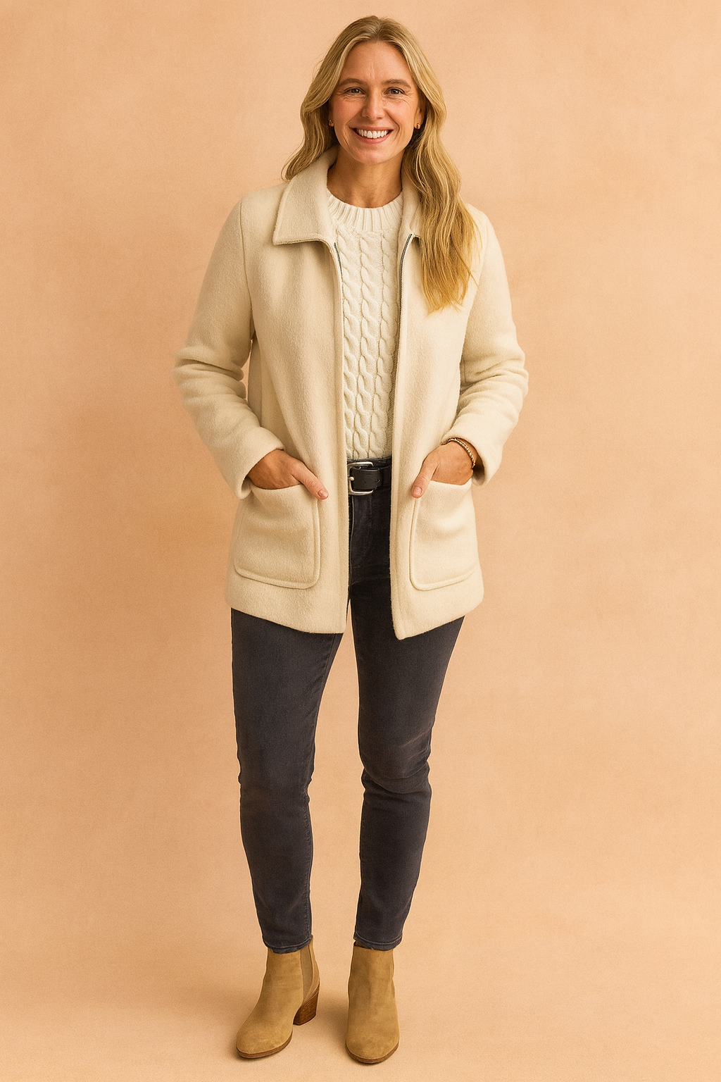 Debbie | Cropped Jacket with Zip and Pockets