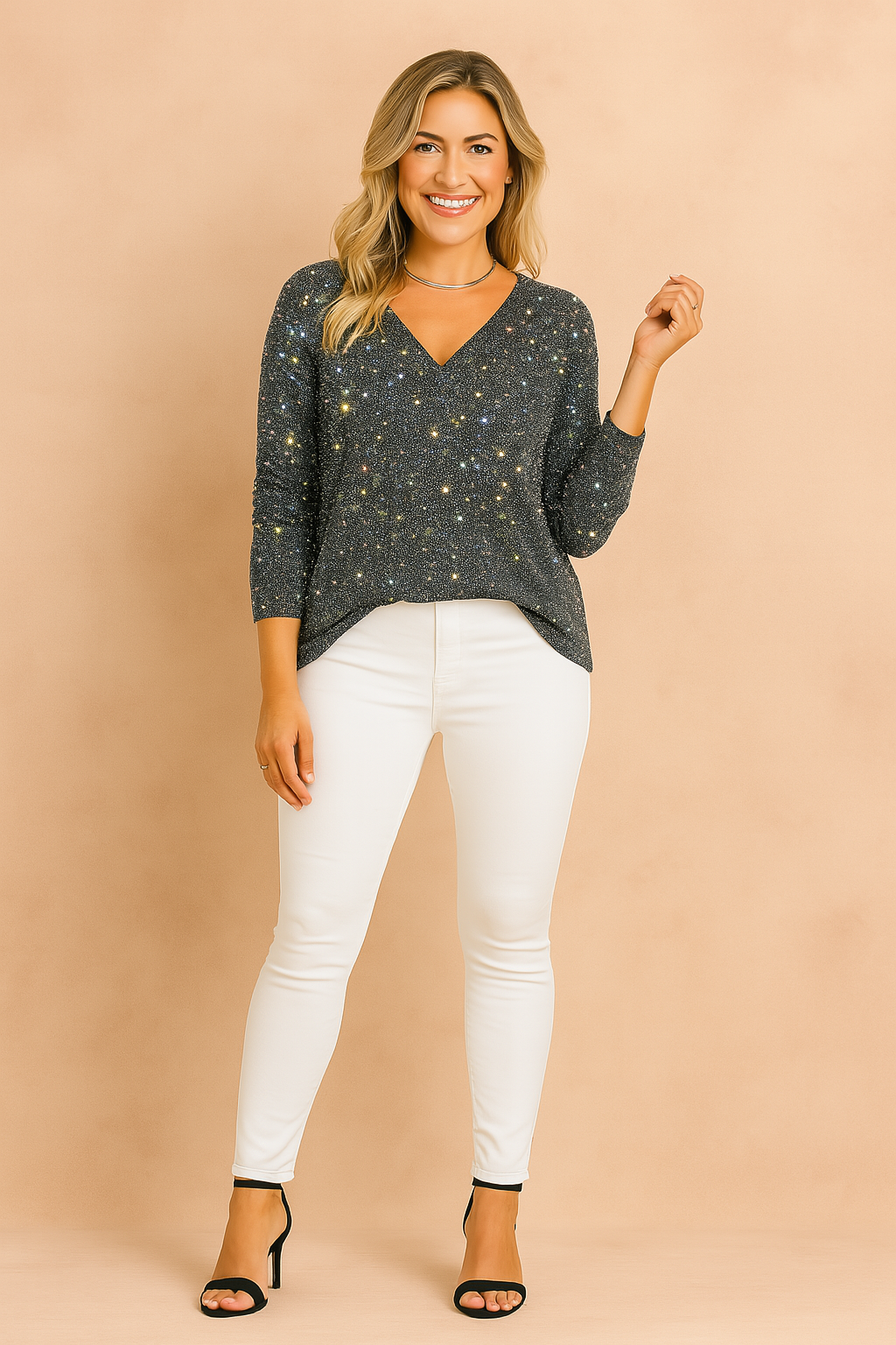 ELOISE | Sparkling V-neck blouse