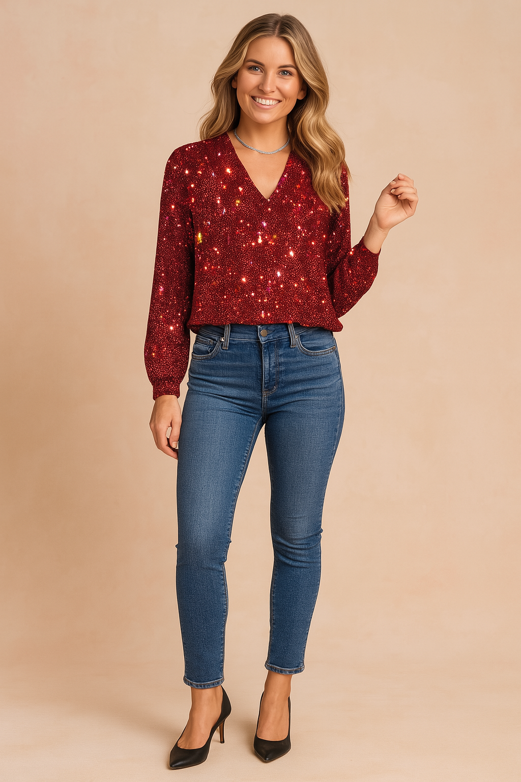 ELOISE | Sparkling V-neck blouse