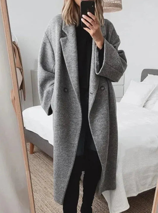 Elegant Oversized Button-Down Coat for Women - Stylish Layering Piece