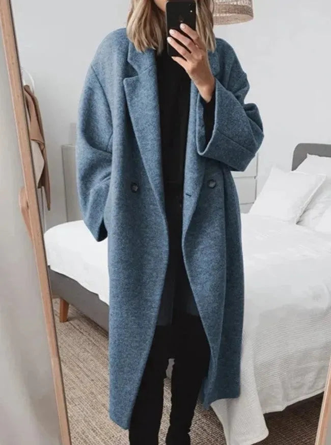Elegant Oversized Button-Down Coat for Women - Stylish Layering Piece