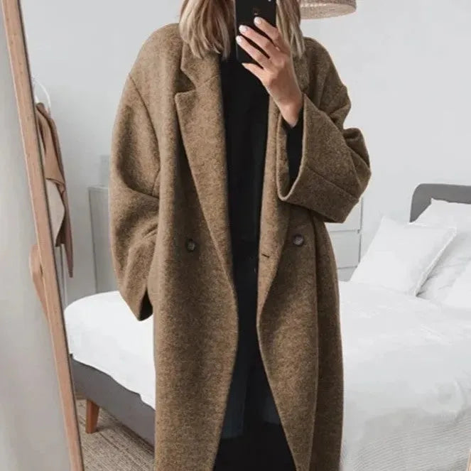 Elegant Oversized Button-Down Coat for Women - Stylish Layering Piece