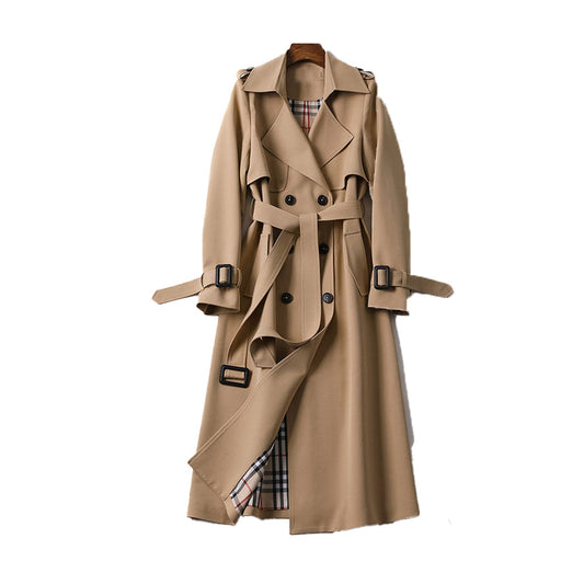 Elegant Women's Double-Breasted Trench Coat with Belt