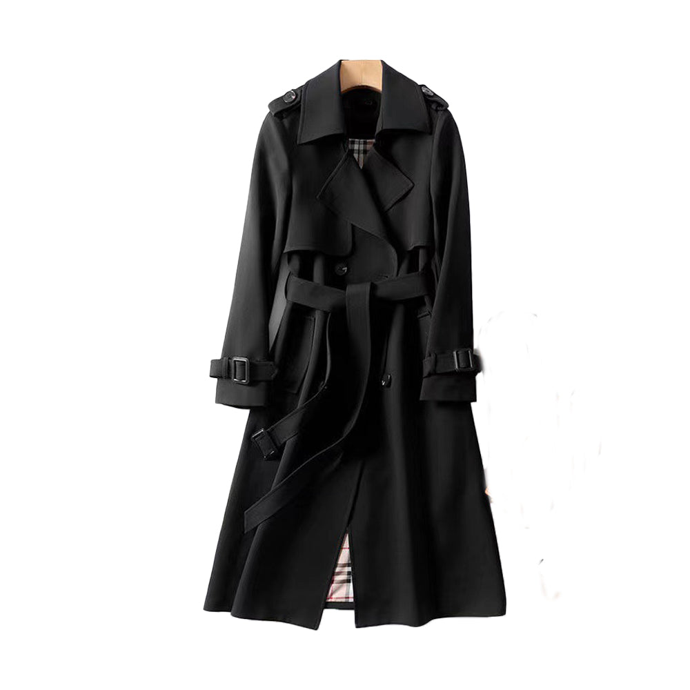 Elegant Women's Double-Breasted Trench Coat with Belt