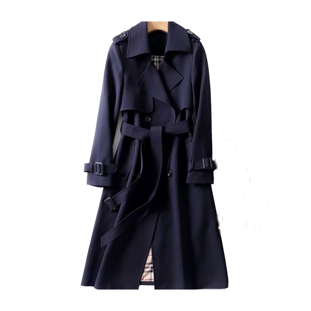 Elegant Women's Double-Breasted Trench Coat with Belt