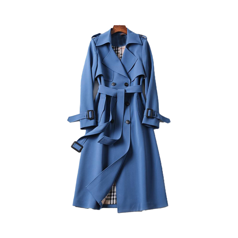 Elegant Women's Double-Breasted Trench Coat with Belt