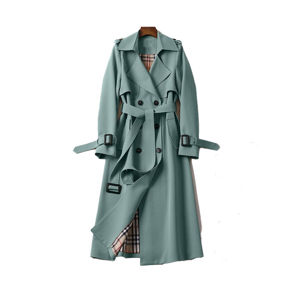 Elegant Women's Double-Breasted Trench Coat with Belt