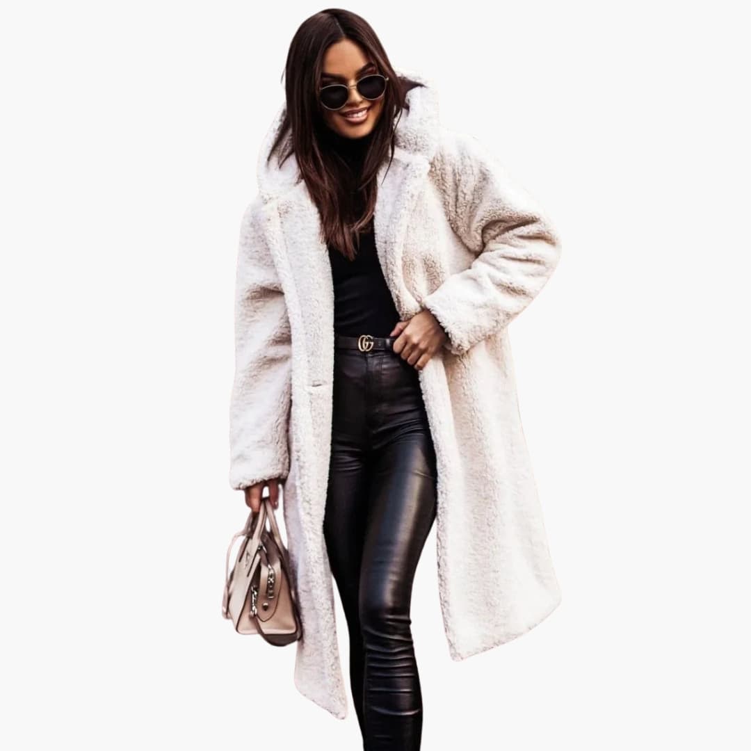 Elegant Women's Hooded Coat - Stylish Winter Coat for Women with Button Closure and Side Pockets