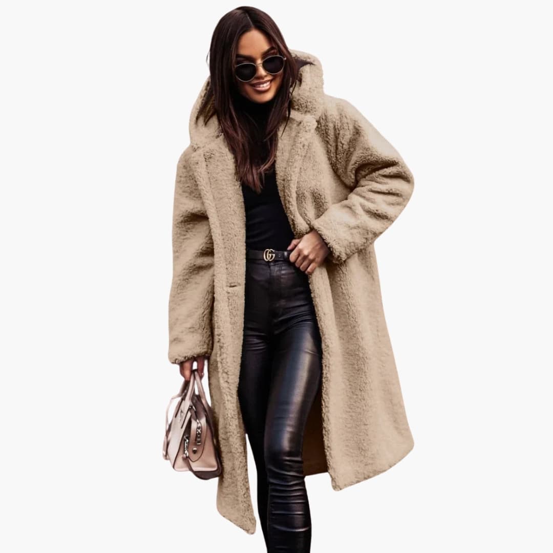 Elegant Women's Hooded Coat - Stylish Winter Coat for Women with Button Closure and Side Pockets