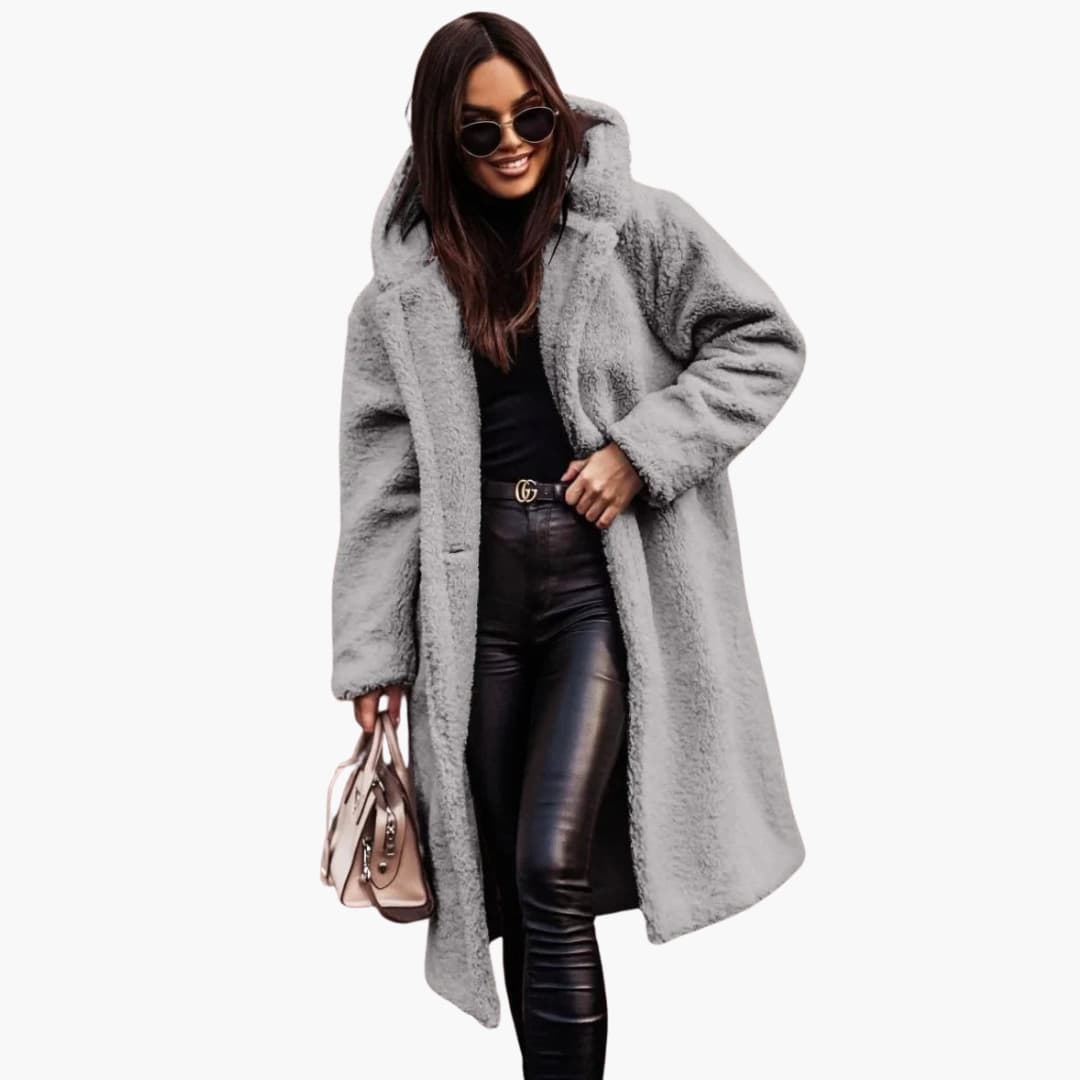Elegant Women's Hooded Coat - Stylish Winter Coat for Women with Button Closure and Side Pockets