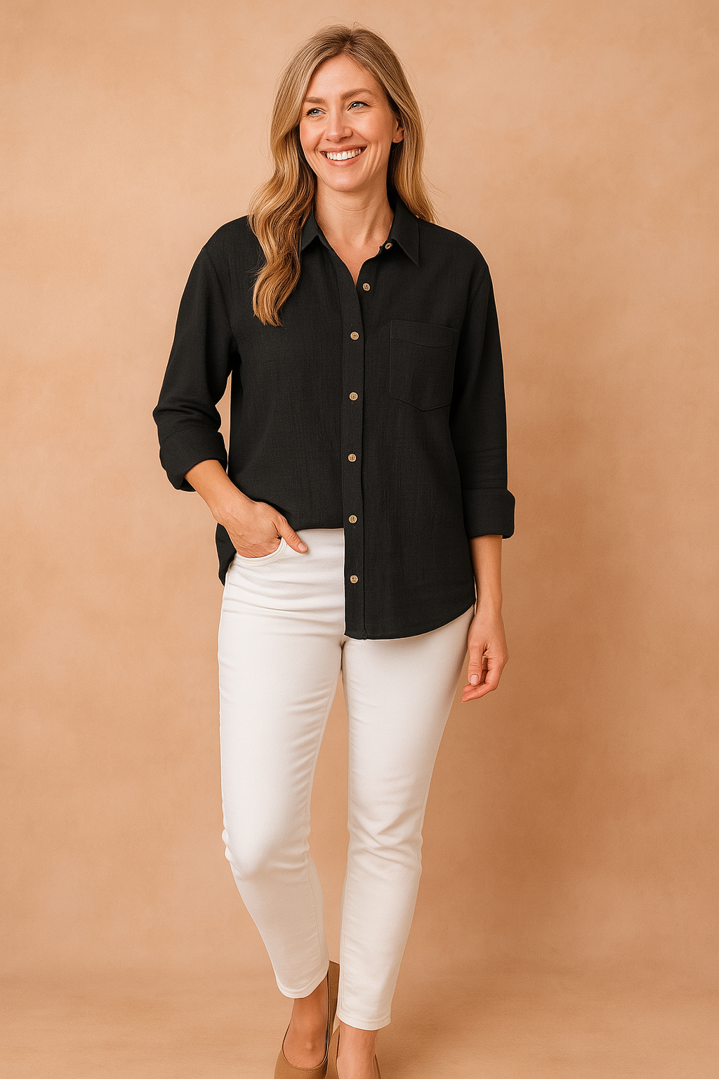 Ellie | Loose-fitting shirt blouse with pocket