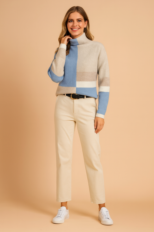 Emilia | Geometric high-neck sweater