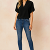 Emma | Stylish Short Sleeve Blouse with Slits on the Shoulders