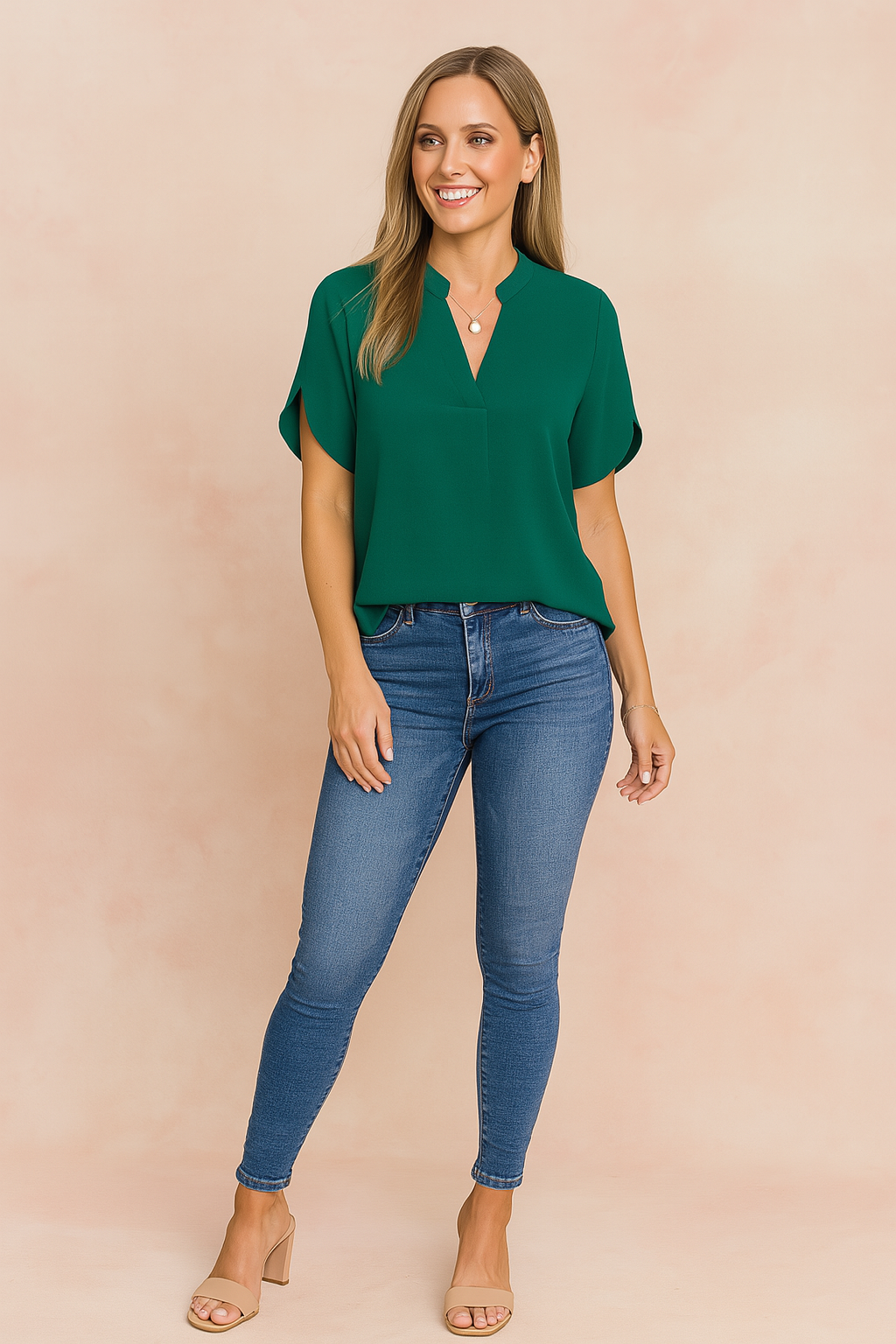 Emma | Stylish Short Sleeve Blouse with Slits on the Shoulders