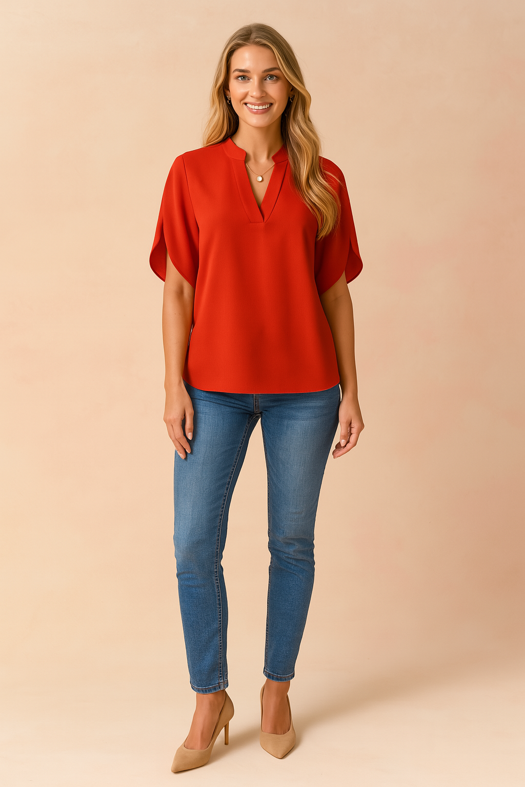 Emma | Stylish Short Sleeve Blouse with Slits on the Shoulders