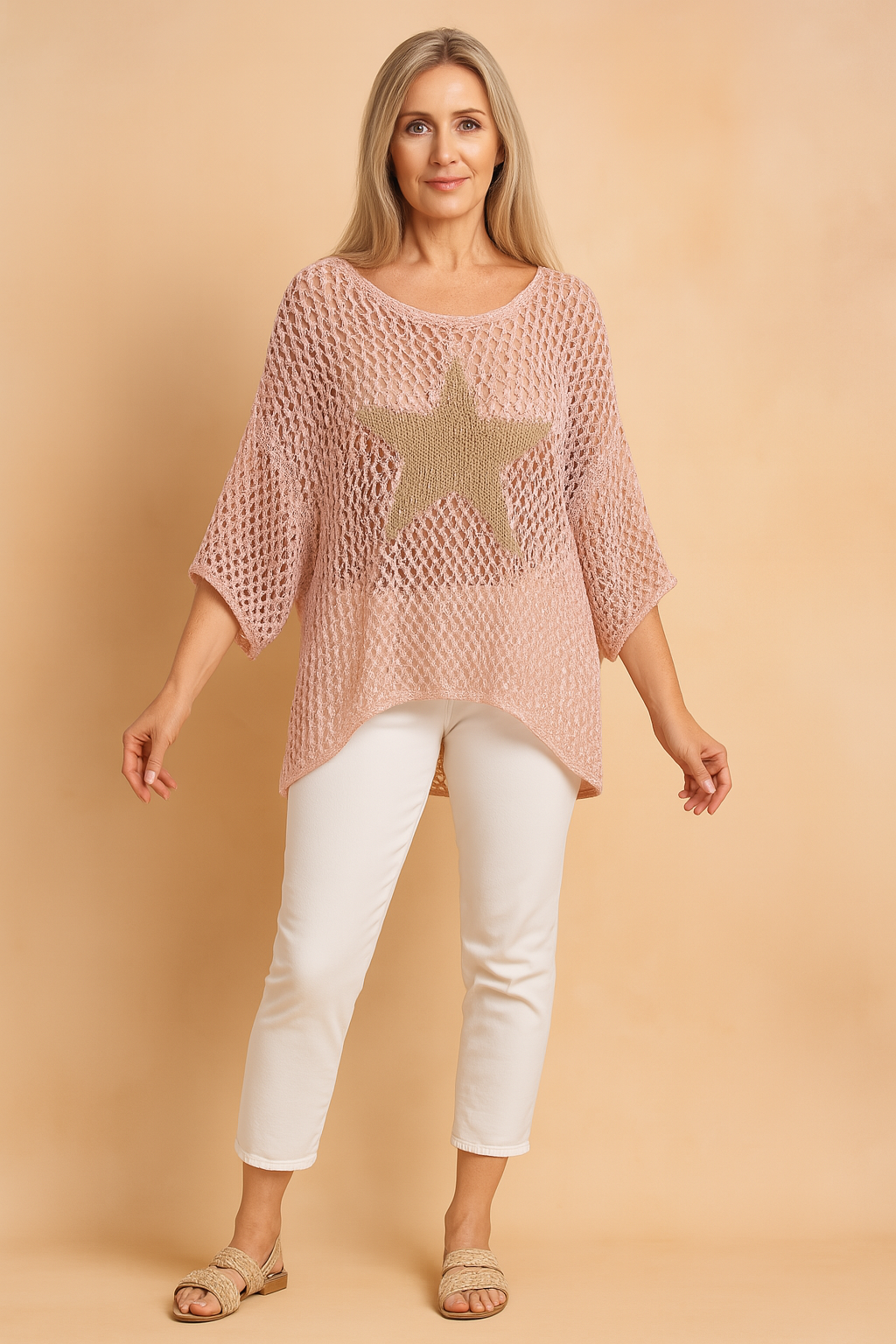 Ewa | Openwork Blouse with a Glamorous Star