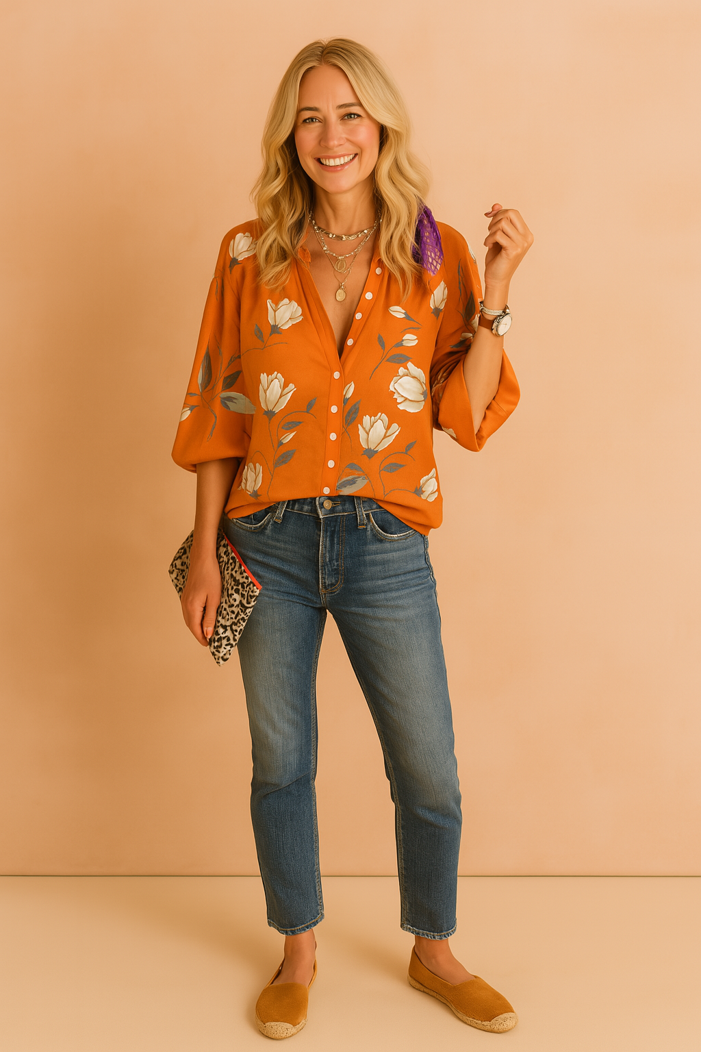 Gardenia | Floral Button-Down Neck Blouse