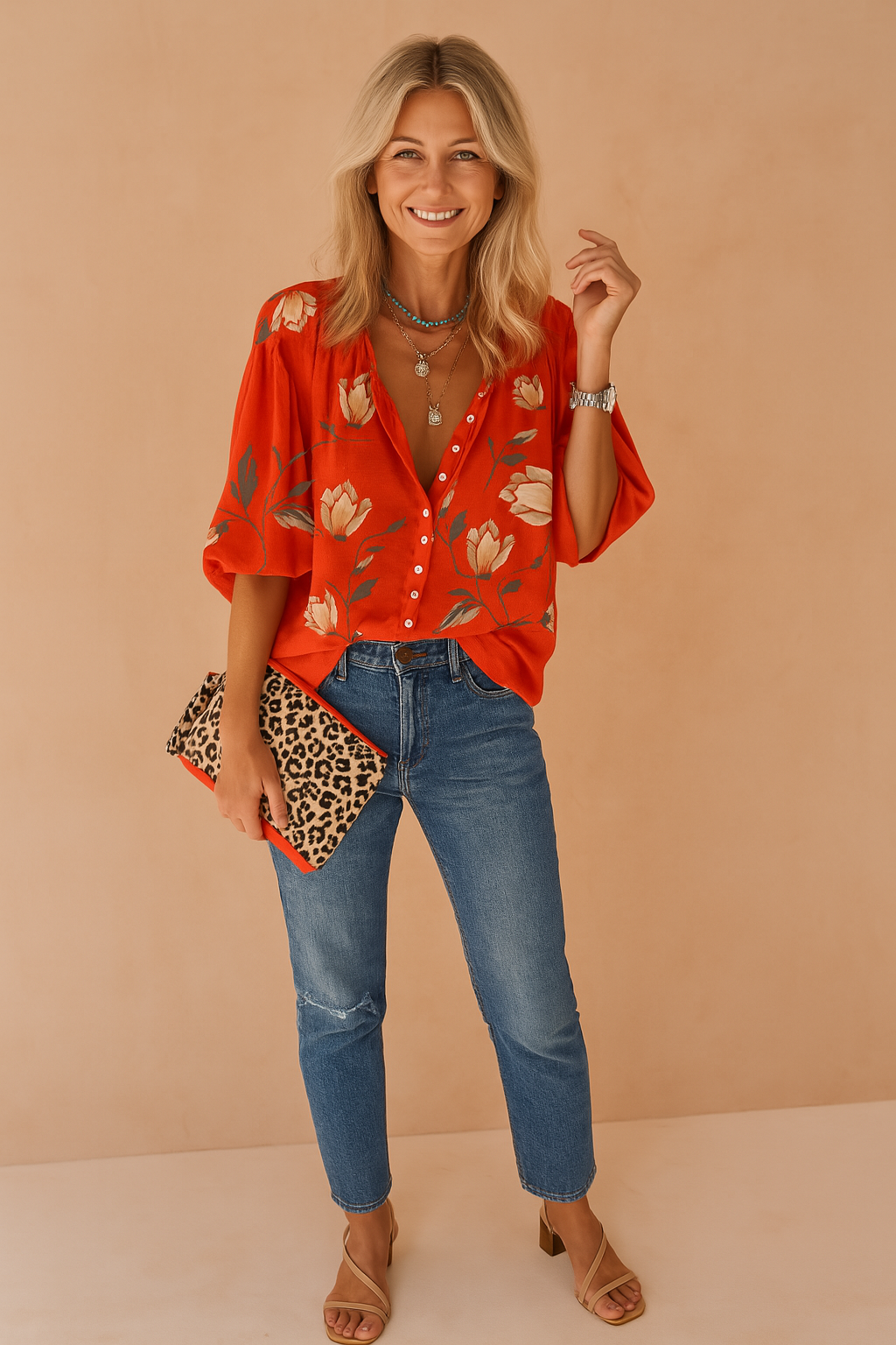 Gardenia | Floral Button-Down Neck Blouse