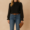 Georgia | Stylish Blouse with Sheer Sleeves