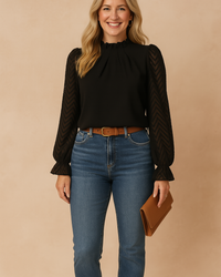 Georgia | Stylish Blouse with Sheer Sleeves